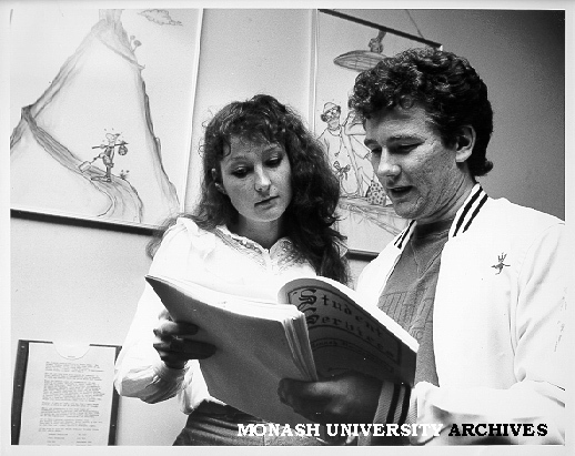 Student Welfare Officer Sally Betts with Paul Streefkerk, former chair of SWAB