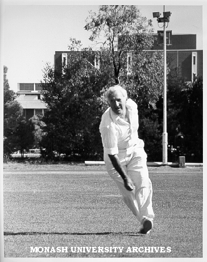Professor Owen Potter in Professorial Board cricket match