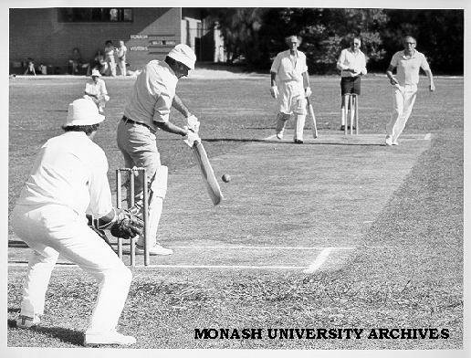 Professorial Board cricket match, Vice-Chancellor Professor Ray Martin at wicket