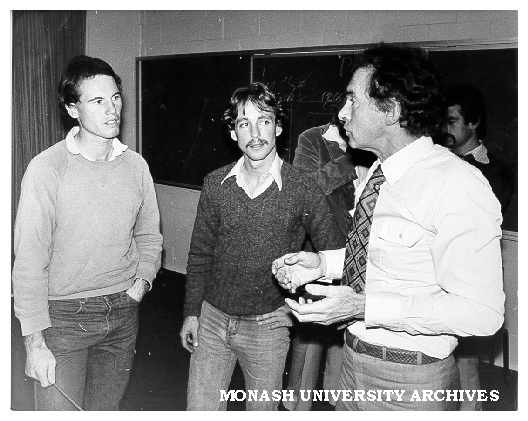 Motivational consultant Lee Saxon (right) with Blues Football Club members Stephen Giles (centre) and Mick Rodger (left)