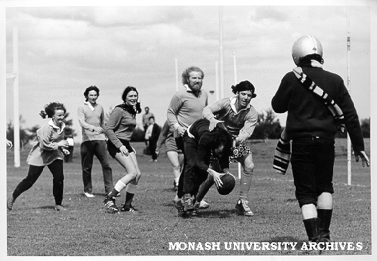 Librarians football match, Acquisitions v. Reader Services including umpire Simon McDonald