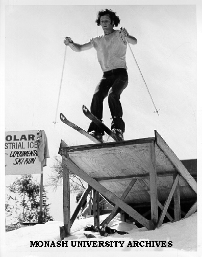 Student Colin Styles on ski run, Orientation Week