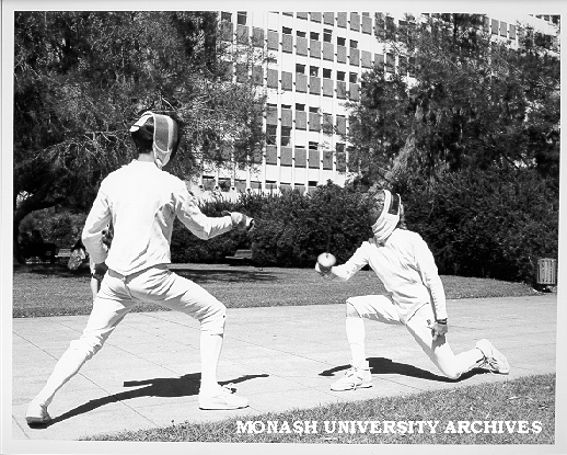 Fencing club demonstration, Orientation Week