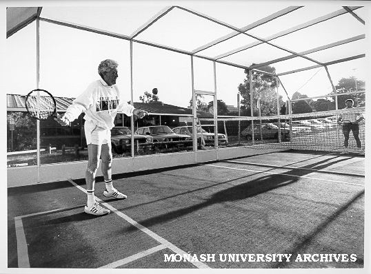 Brian Dixon and Leigh Branagan playing squennis