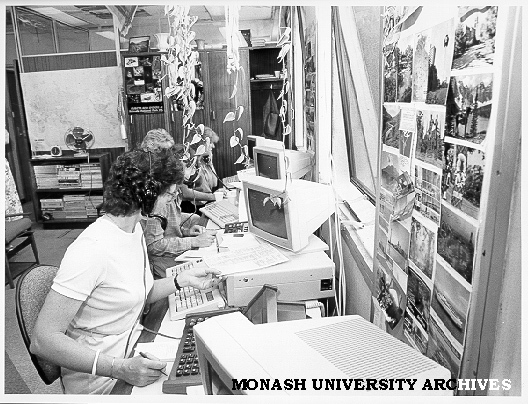 Operators working on 'switchboard' - computer terminals