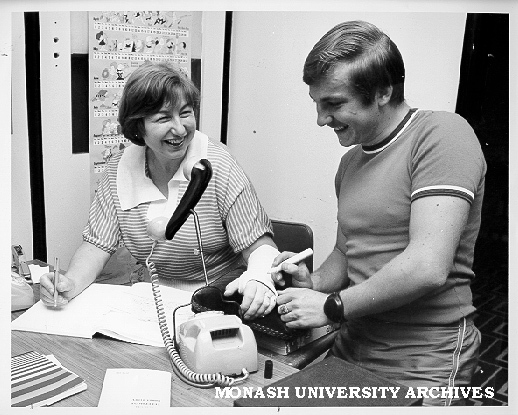 Student Employment Officer Irmgard Good with visitor
