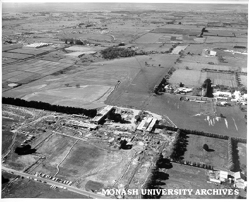 Aerial view of Science buildings under construction, September 1960