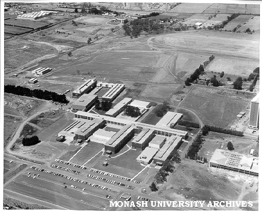 Aerial view of Science and Engineering buildings, 21 January 1963, from south west