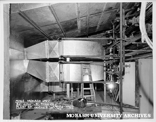 Biology wing lecture theatre plant room, 26 January 1962