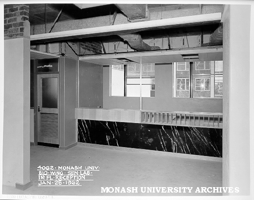Biology wing senior laboratories first floor reception, 25 January 1962
