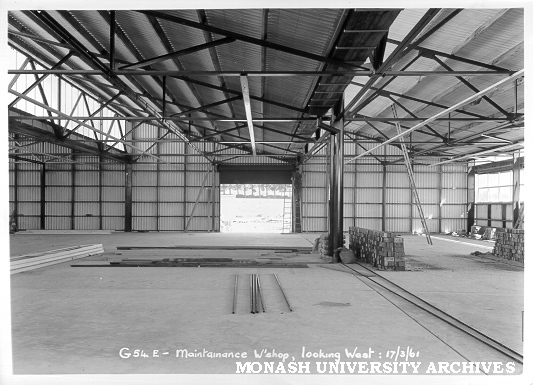 Interior of Maintenance workshop, 17 March 1961