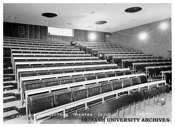 Interior of first year Science lecture theatre, 1 March 1961