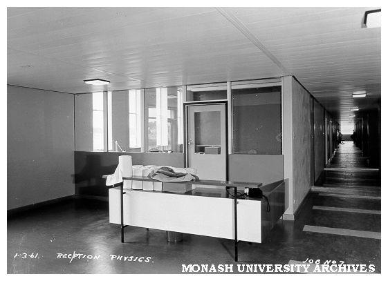 Physics reception area, 1 March 1961