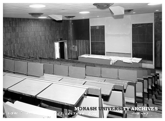 Interior of first year Science lecture theatre, 1 March 1961