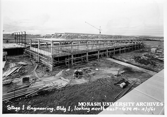 Engineering building under construction, 2 July 1961