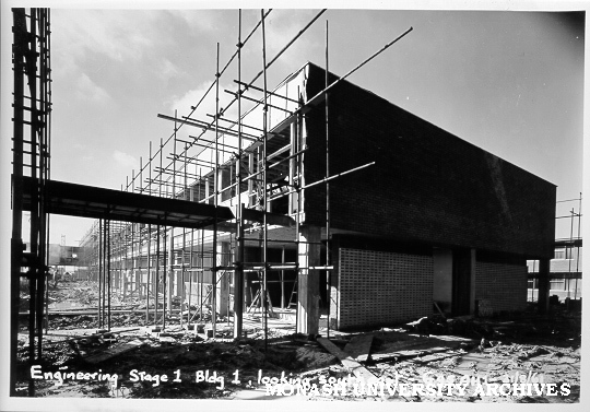 Engineering building under construction, 31 August 1961
