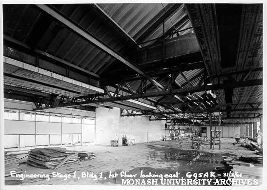 First floor Engineering building under construction, 31 August 1961