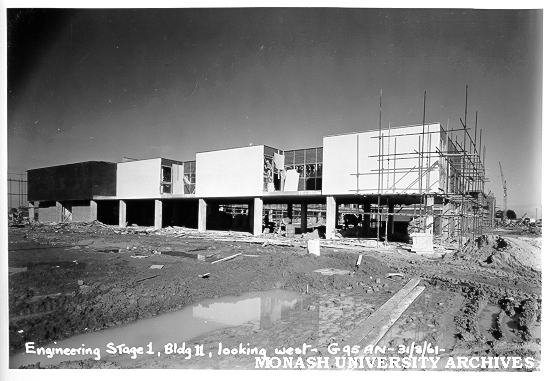 Engineering building under construction, 31 August 1961