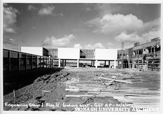 Engineering buildings under construction, 30 August 1961