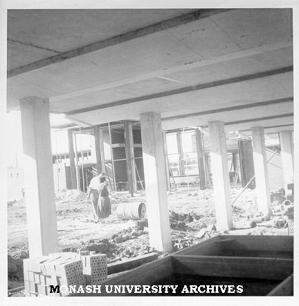 Interior of Deakin Hall under construction, 16 January 1962