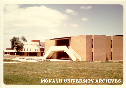 Union building, December 1972, from north west with Religious Centre in background left