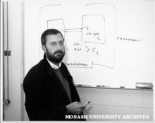 Professor Siegfried Schmidt conducting seminar in department of German Studies and Slavic Studies