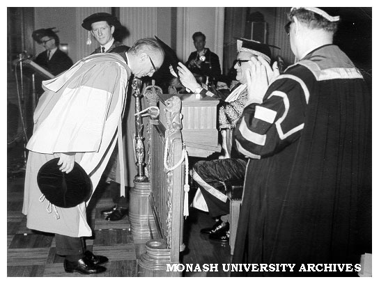Vice-Chancellor, Dr. J.A.L. Matheson receiving honorary doctorate at University of Hong Kong