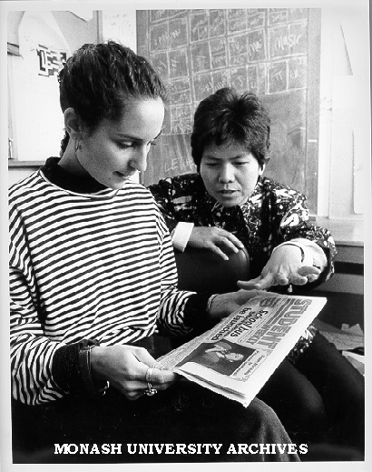 Siriporn Srethapramote (right), editor of Thai 'Student Weekly' with 'Lot's Wife' editor Jenny Munz