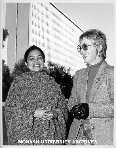 Visitor Dr Rounaq Jahan with Norma Sullivan of Anthropology
