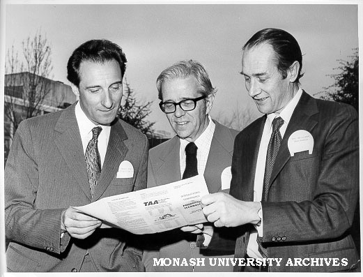 Visitors to International Production Technology Conference. Professor Gian Micheletti (left) and Mr Francis Boulger (centre) and conference organiser Associate Professor Robert Brown