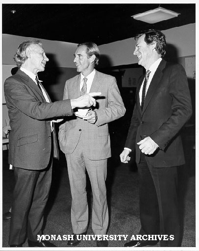 Premier Mr John Cain, Deputy Vice-Chancellor Professor Kevin Westfold and Pro-Vice-Chancellor Professor Mal Logan