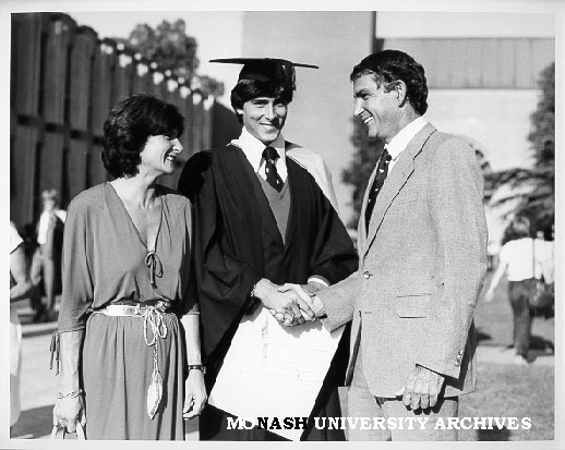 Ron and Helen Clarke congratulating son Marcus