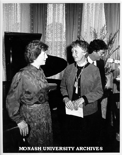 Professor Dame Leonie Kramer (right) and Dr Brenda Niall at book launch at Brighton Cultural Centre