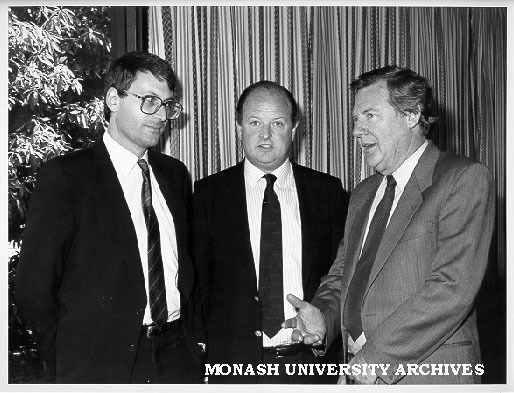 Eric Beecher (left), Ranald Macdonald (centre) and Professor Mal Logan