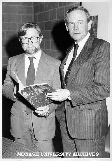 Dr Tim Ealey (left) with Minister for Conservation, Forests and Lands, Mr Rod Mackenzie