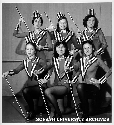 Tap section of Monash Modern Dance Group in 'Rock of Ages', from back left: Judie Pike, Sharon Ruyters and Sue Hilton; front left: Sue Holmes, Saw Paik Peng and Jane Bennett