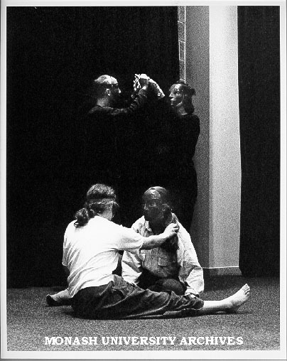 Caroline Lloyd and Janoel Liddy performing Lecoq exercise