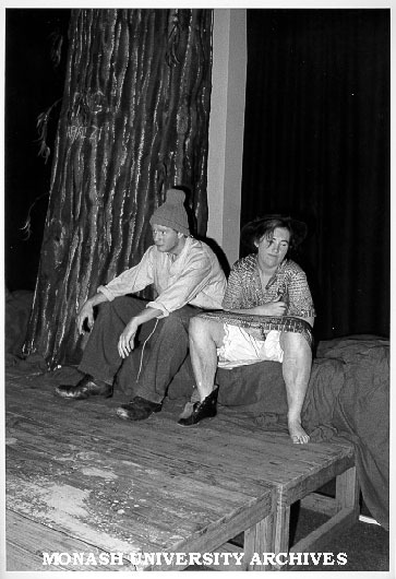 Scene from 'Waiting for Godot'. Tom Bradley (Vladimir) and Fiona Blair (Estragon)