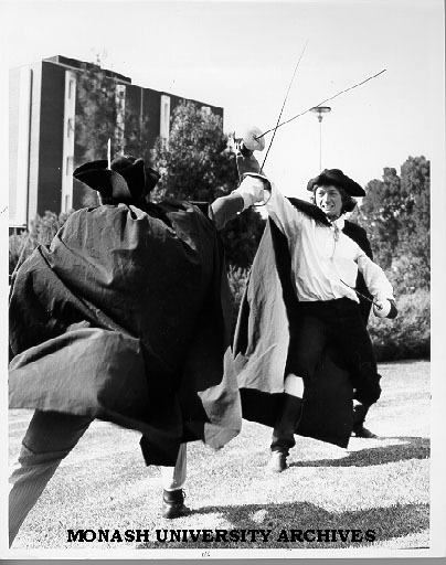 Orientation Week demonstration by Fencing Club members Charles Young and Jim Orchard