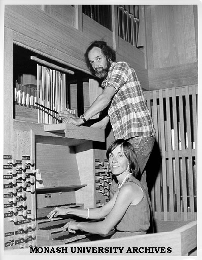 Jurgen and Ruth Ahrend re-assembling organ