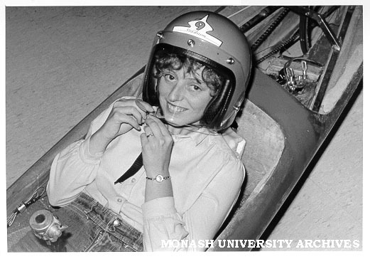 Driver Janet Hadaway in CIT department of Mechanical Engineering entry in Shell Mileage Marathon