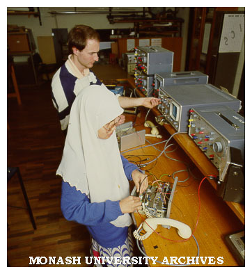 Electrical Engineering students Habibah Abd Jajid and Michael Podolak