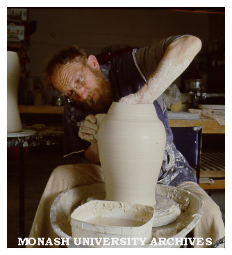 Visiting English potter Michael Casson