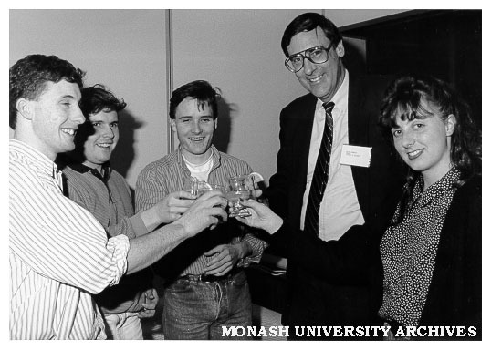 Dean of Business Mr Peter Chandler with students who bought his services at fund raising auction