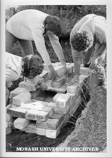 CIT Ceramic Society students building raku kiln at weekend camp at Lang Lang