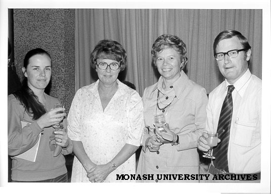 School of Industrial Studies staff. From left: Laurian Love, Audrey Rose, Veronika Martens and Terry Russell, at Audrey's farewell