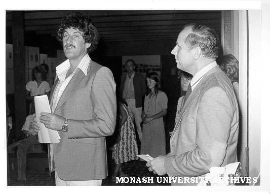 Opening of TOP art students exhibition. Dean of CIT School of Orientation Studies Mr Peter Cutter introducing Acting Dean of General Studies Mr Harold Farey