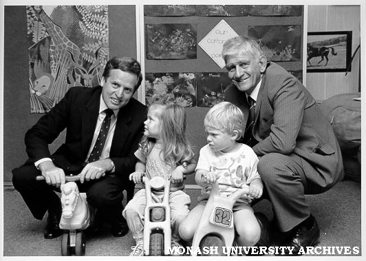 Opening of Child Care Centre, Frankston campus, member for Dunkley Mr Bob Chynoweth, and Director of Chisholm Dr Geoff Vaughan