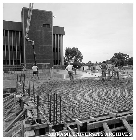 Pouring concrete for foundations of General teaching building