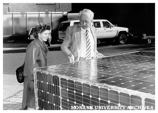 Caulfield Mayor Jack Campbell with Solar Vehicle, Felicite Campbell (left)